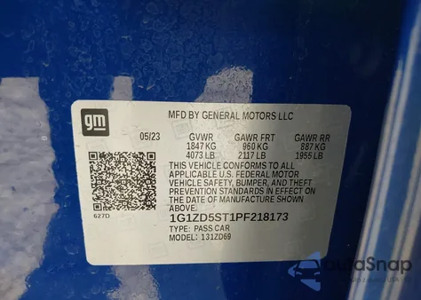 2023 Chevrolet Malibu Fwd 1Lt z USA, uszkodzony, nr VIN 1G1ZD5ST1PF218173